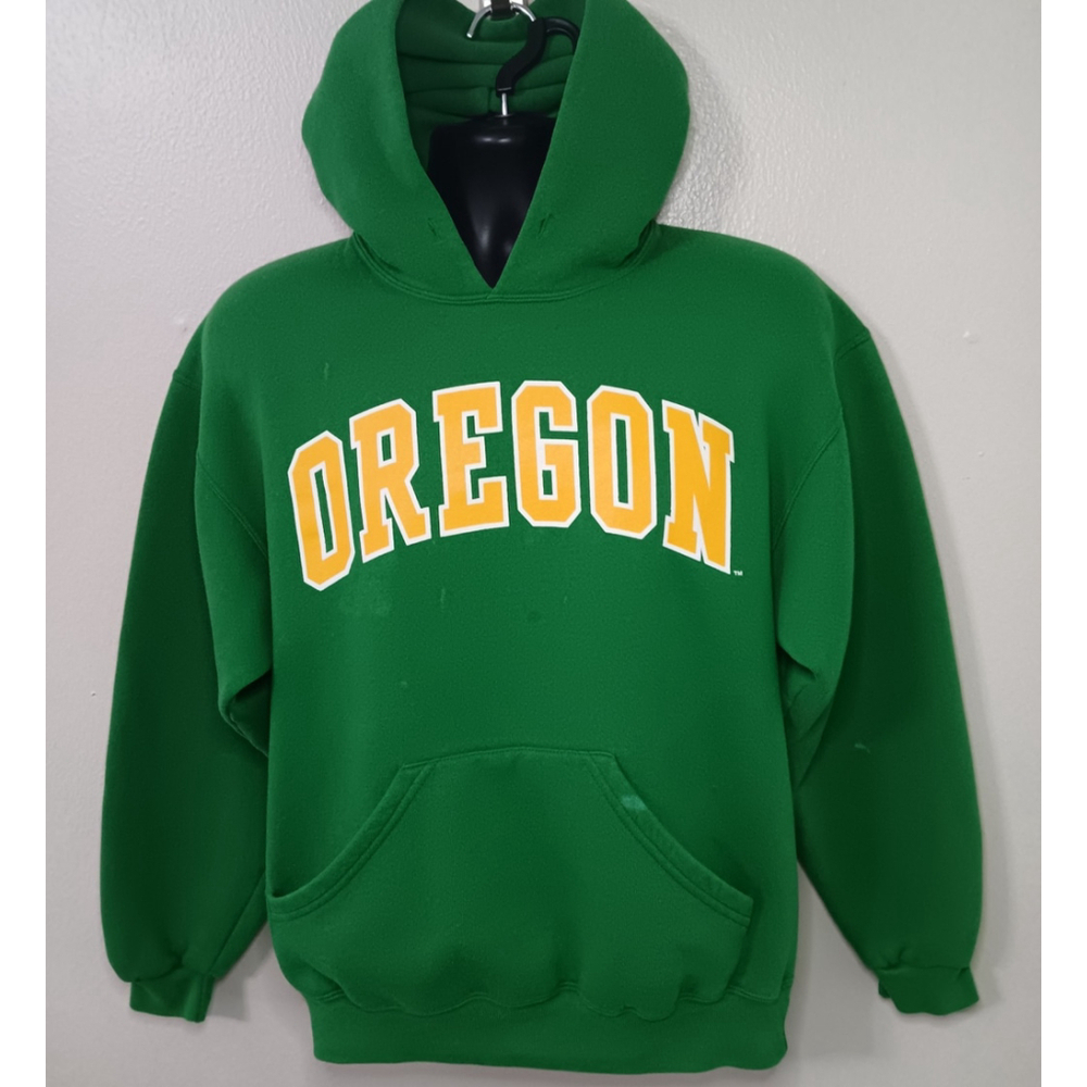 Vintage 90s Oregon Ducks Adult Medium Hoodie Sweatshirt MJ Soffe DISTRESSED